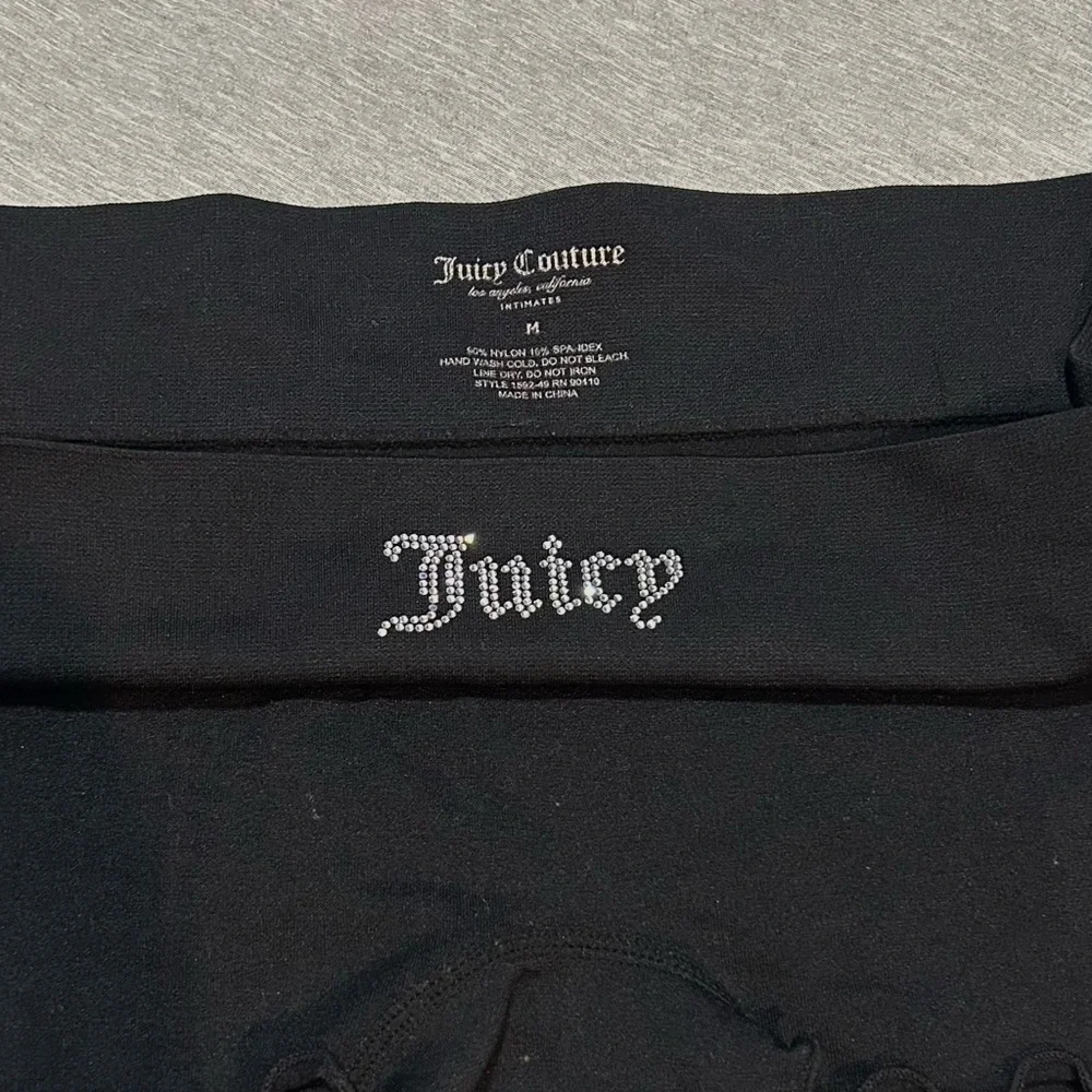 Juicy Couture Rhinestone Logo Bra & Boyshort Set Black Y2K 34C M - Picture 7 of 8